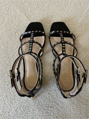 Stud-Trim Black Vince Camuto Strappy Sandals